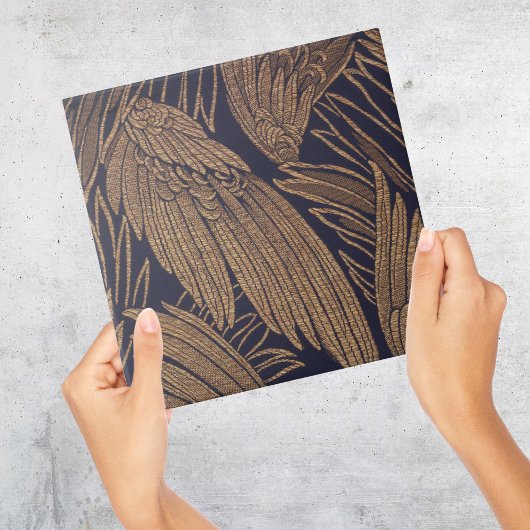 Vintages Blau- und Goldflügel-Muster Fliese