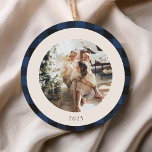 Vintages Blau und Schwarz Buffalo Kariertes Foto<br><div class="desc">Vintag Blau und Schwarz Buffalo Karierte Personalisierte Weihnachtsfeiertage Keramik</div>
