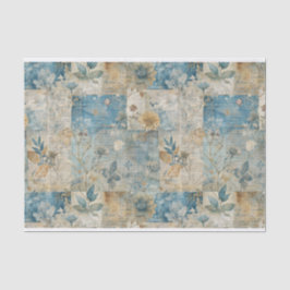 Vintages Blau- und Sepia-Floral-Muster #3 Seidenpapier