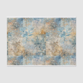 Vintages Blau- und Sepia-Floral-Muster #4 Seidenpapier