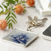 Vintages Blau- und Weiß-Delft-Kunstwerk Schlüsselanhänger (Seite)