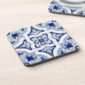 Vintages Blau und Weiß Getränkeuntersetzer (Linke Seite)