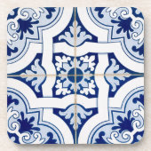 Vintages Blau und Weiß Getränkeuntersetzer (Vorderseite)