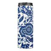 Vintages Blau und Weiß Thermosbecher (Rückseite)