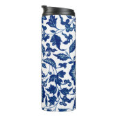 Vintages Blau und Weiß Thermosbecher (Nach rechts gedreht)