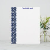 Vintages Blau und Weiße Blume Briefbogen (Stehend Vorderseite)