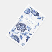 Vintages Blau und Weiße Blütenblume 2 Hochzeiten Serviette (Ecke)