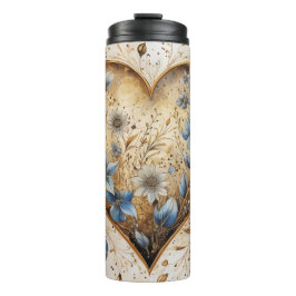 VINTAGES BLAU- UND WEISSES VALENTINHERZ THERMOSBECHER