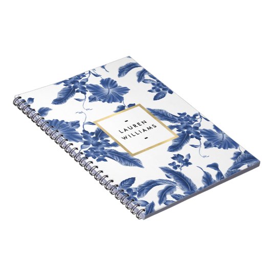 Vintages Blau-Weiß-Muster Notizblock (Rechte Seite)