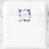 Vintages Blau-Weiß-Muster Quadratischer Aufkleber (Tasche)