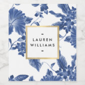 Vintages Blau-Weiß-Muster Weinetikett (Einzelnes Label)