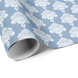 Vintages Blau   Weißes Damaskop-Papier Geschenkpapier