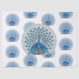 Vintages Blaue Pfauenmuster-Dekoupage Seidenpapier