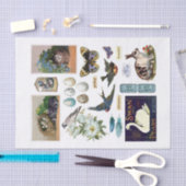 Vintages blauer Theme Ephemera Seidenpapier (Handwerk)
