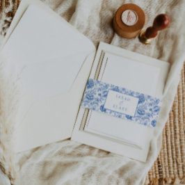 Vintages Blauer Toile Einladungsbanderole