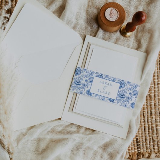 Vintages Blauer Toile Einladungsbanderole