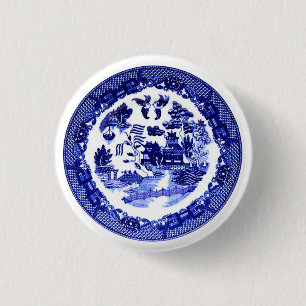 Vintages Blauer Wildmuster um 1790 Button