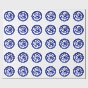 Vintages Blauer Wildmuster um 1790 Geschenkpapier