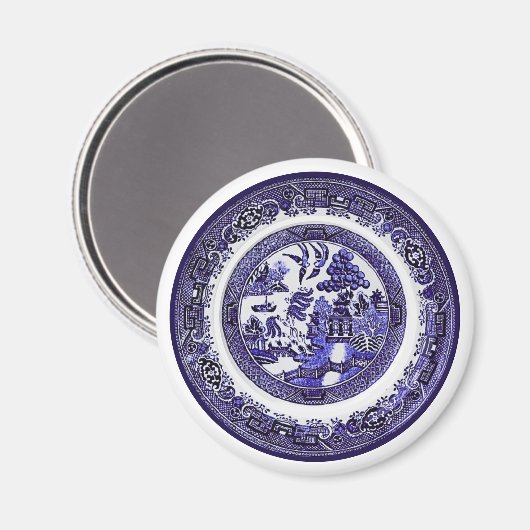 Vintages Blauer Wildmuster um 1790 Magnet (Vorderseite/Rückseite)