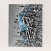 Vintages blaues Auto auf Grassy Field Puzzle (Vertikal)
