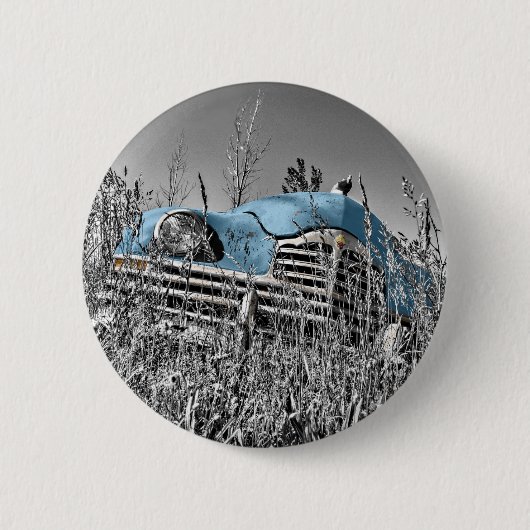 Vintages blaues Auto Button (Vorderseite)