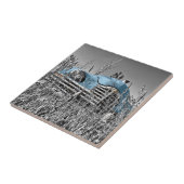 Vintages blaues Auto Fliese (Seite)