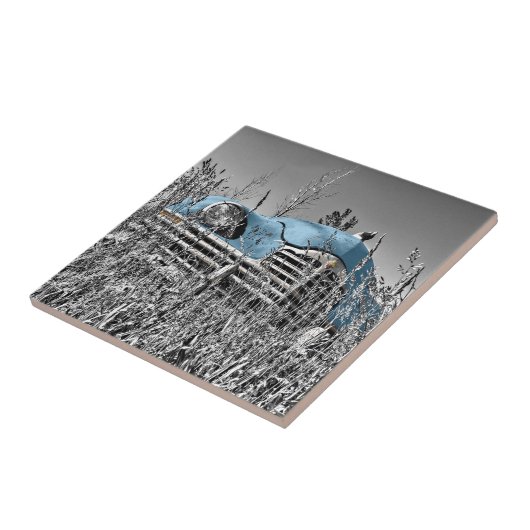 Vintages blaues Auto Fliese (Seite)