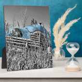 Vintages blaues Auto Fotoplatte (Seite)