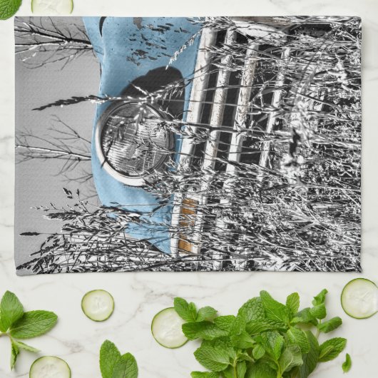 Vintages blaues Auto Handtuch (Gefaltet)