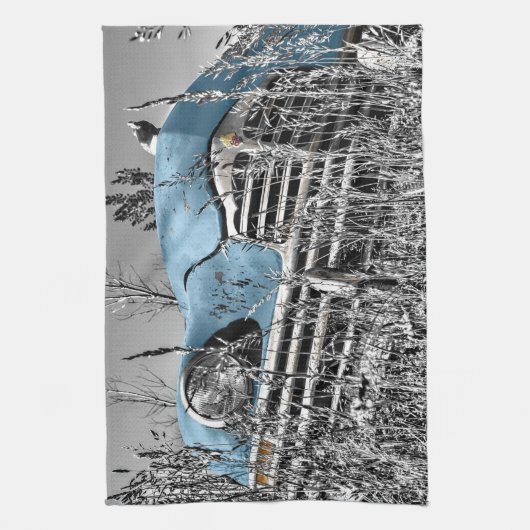 Vintages blaues Auto Handtuch (Vertikal)