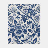 Vintages Blaues Blume-Muster Fleecedecke (Vorderseite)