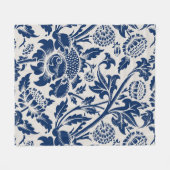Vintages Blaues Blume-Muster Fleecedecke (Vorderseite (Horizontal))