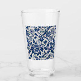 Vintages Blaues Blume-Muster Glas