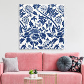 Vintages Blaues Blume-Muster Leinwanddruck (Insitu (Wohnzimmer))