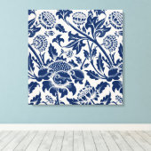 Vintages Blaues Blume-Muster Leinwanddruck (Insitu (Holzboden))