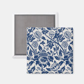 Vintages Blaues Blume-Muster Magnet (Vorderseite/Rückseite)