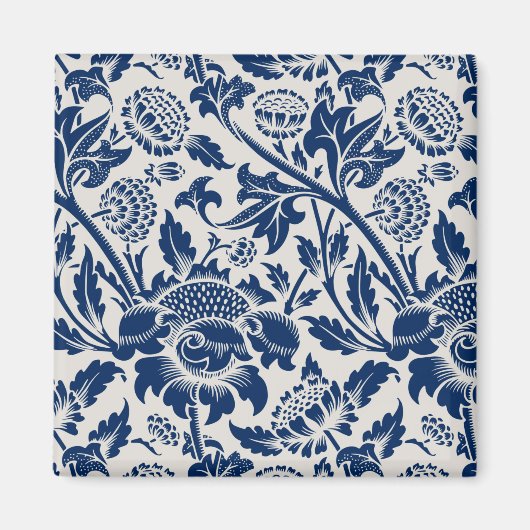 Vintages Blaues Blume-Muster Magnet (Vorne)