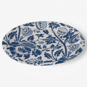 Vintages Blaues Blume-Muster Pappteller (Schrägansicht)