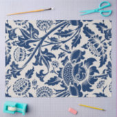 Vintages Blaues Blume-Muster Seidenpapier (Basteln)