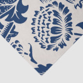 Vintages Blaues Blume-Muster Seidenpapier (Ausschnitt)