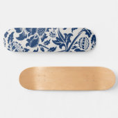 Vintages Blaues Blume-Muster Skateboard (Horizontal)