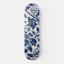 Vintages Blaues Blume-Muster Skateboard