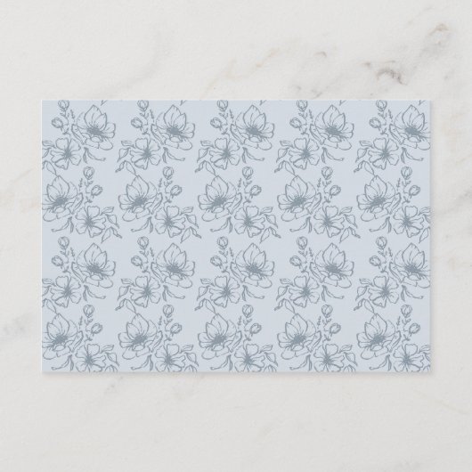 Vintages blaues Blumengesteck Begleitkarte (Rückseite)