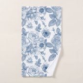 Vintages blaues Blumenmuster Badhandtuch Set (Handtuch)