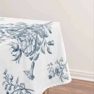 Vintages blaues Blumenmuster Elegante Blume Bouque Tischdecke