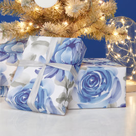 Vintages blaues Blumenmuster Geschenkpapier
