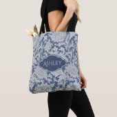 Vintages blaues Blumenmuster mit Monogramm Tasche (Von Nahem)