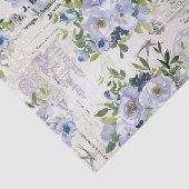 Vintages blaues Blumenmuster Seidenpapier (Ausschnitt)