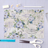 Vintages blaues Blumenmuster Seidenpapier (Handwerk)