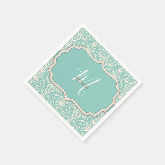 Vintages blaues Blumenmuster Serviette (Ecke)